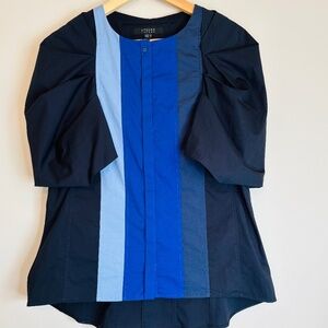 Atsuro Tayama Soft Avant Garde Bubble Sleeve Cotton Button Down Blouse Size 4